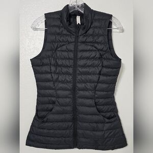 Lululemon Black Goose Down Puffer Vest Size 4 Lightweight Packable Athleisure